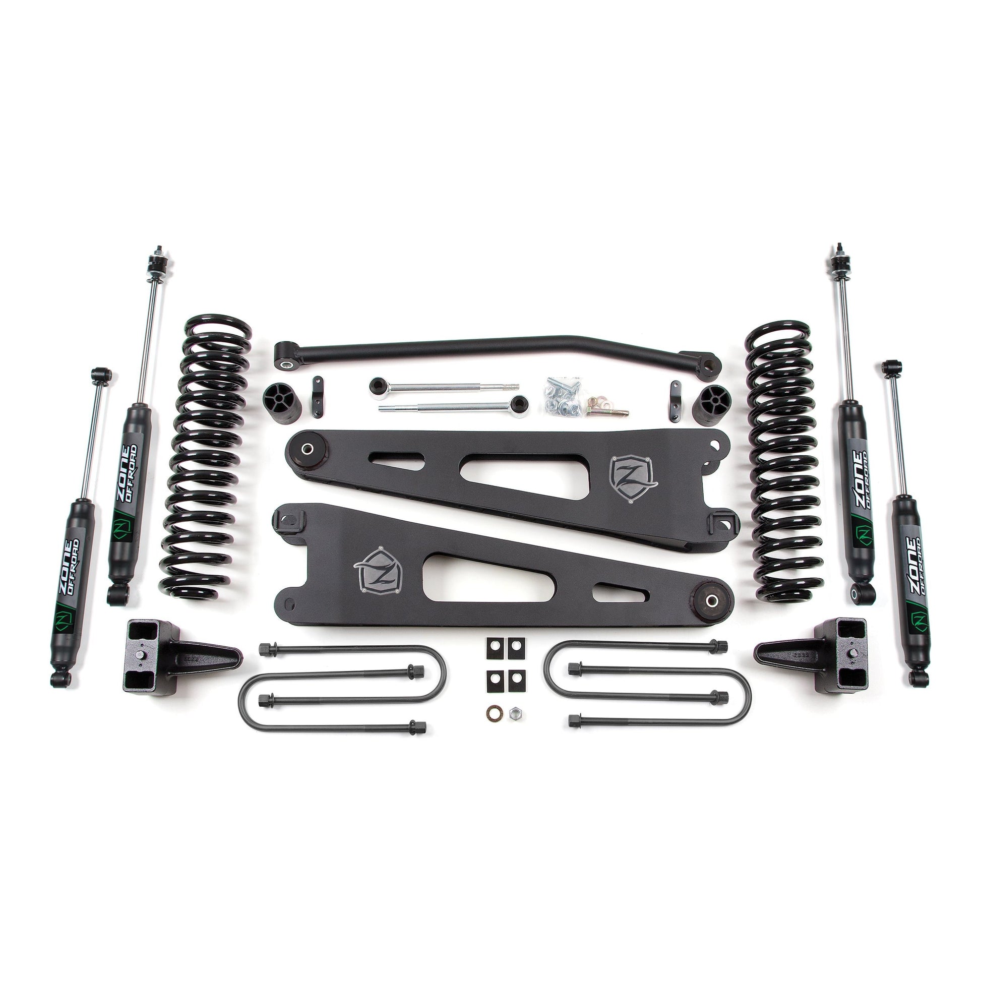 ZONE OFFROAD | 05-07 Ford F-250/F-350 Super Duty 4 Inch Radius Arm Lift Kit With Nitro Shocks Diesel Zone Offroad | ZONF21N components layout