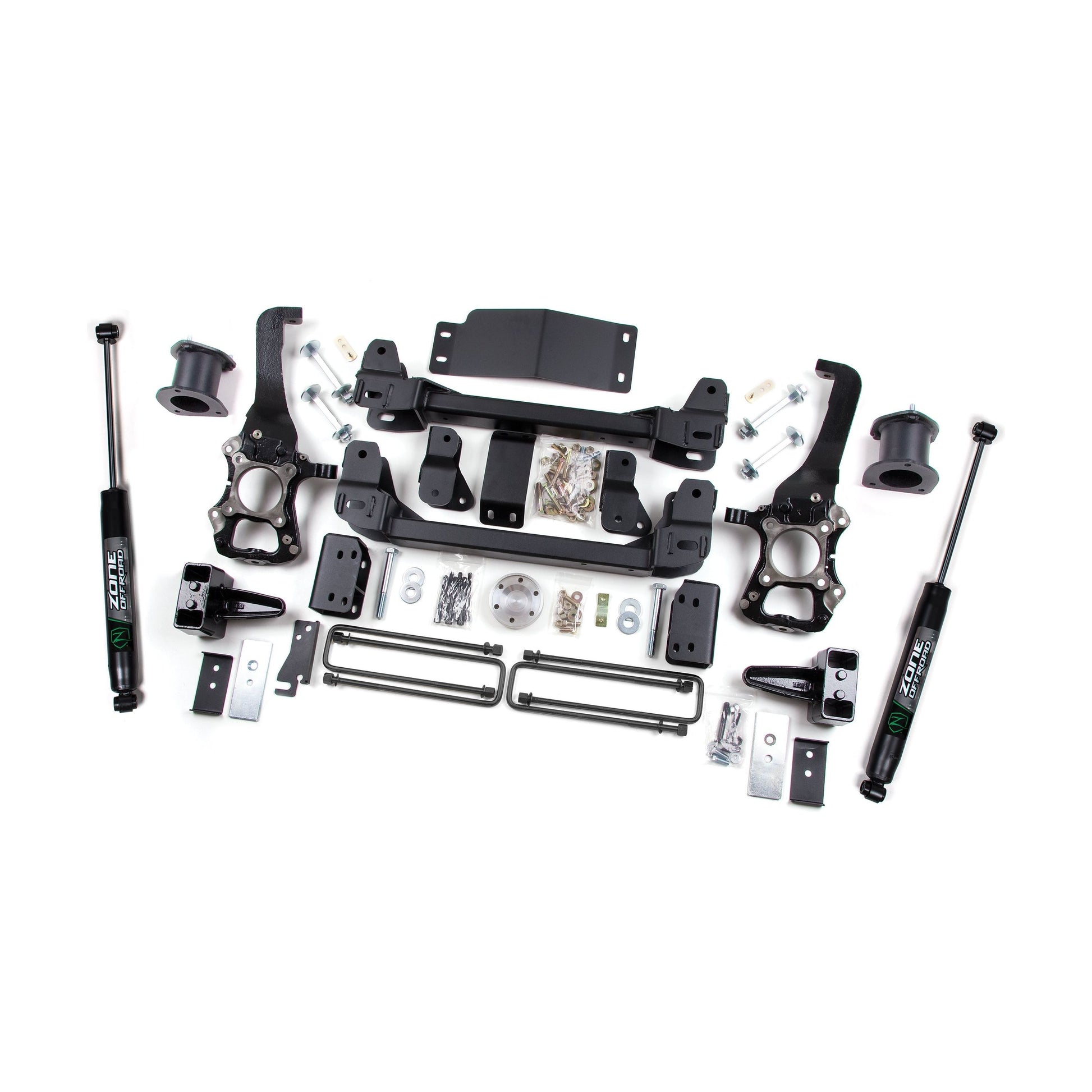 ZONE OFFROAD | 2014 Ford F-150 4 Inch Lift Kit With Nitro Shocks Zone Offroad | ZONF41N installation components and pieces layout