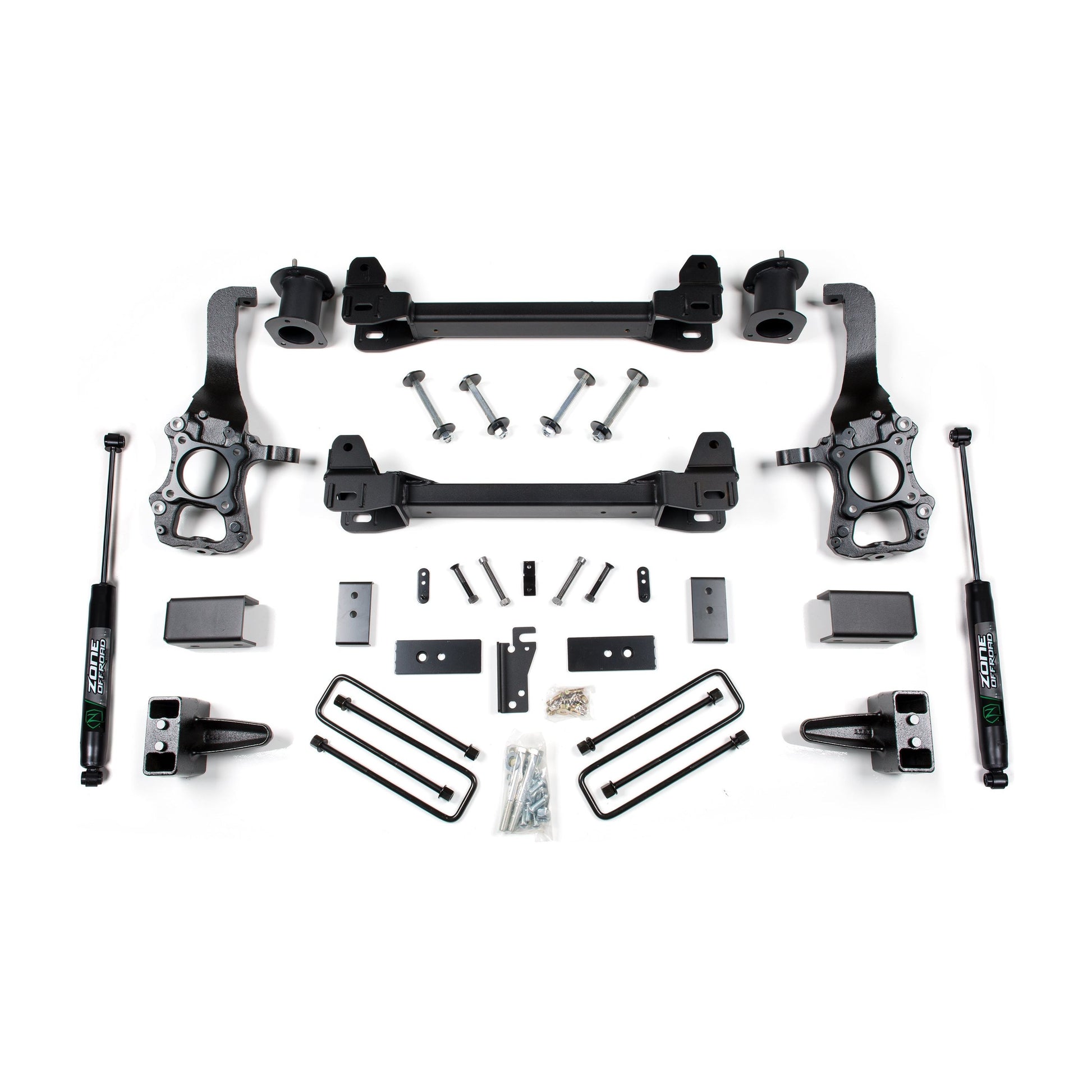 ZONE OFFROAD | 2014 F-150 2WD 6 Inch Lift Kit Fox Shocks Zone Offroad | ZONF43F lift kit components and accessories on a white background.