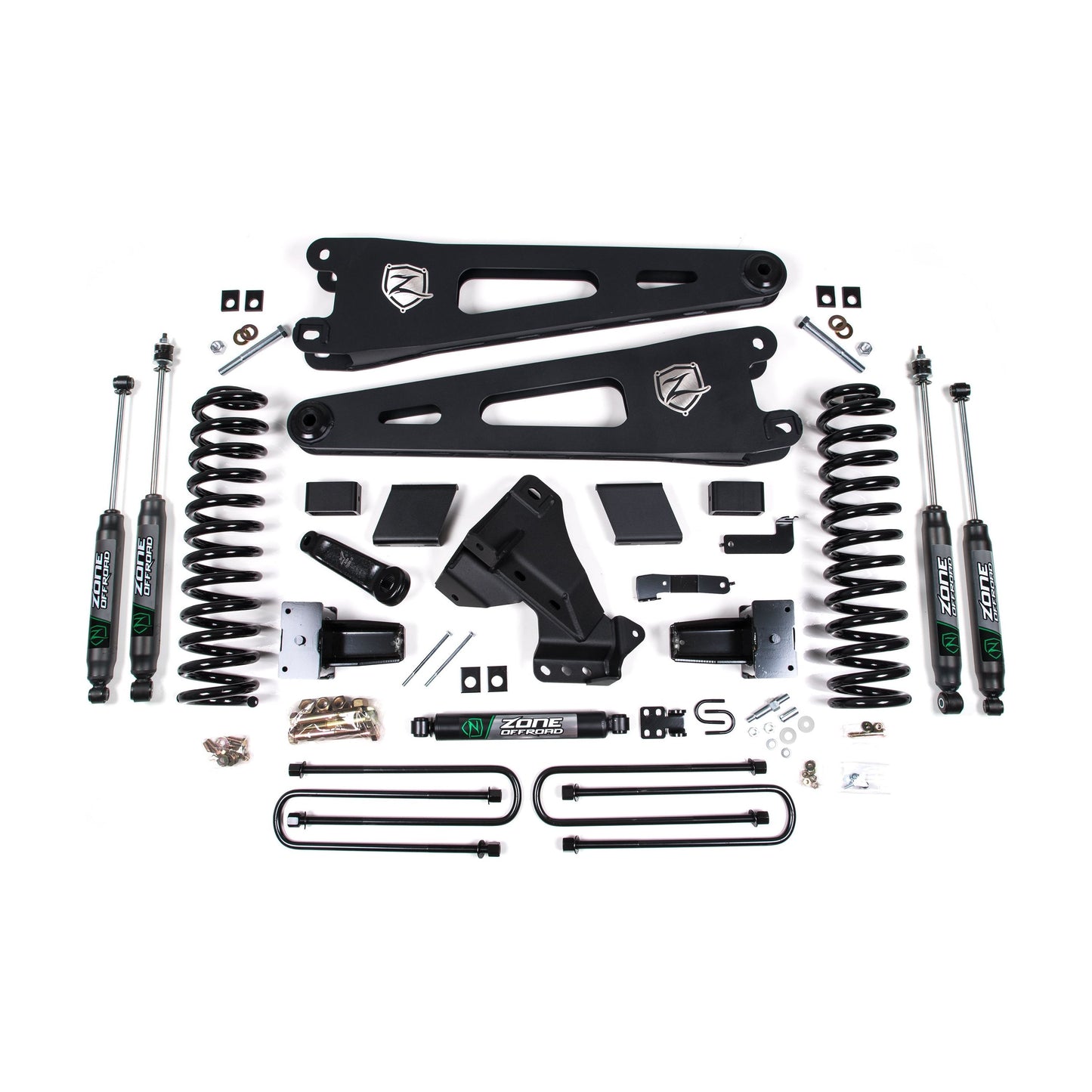 ZONE OFFROAD | 20-21 F-350 Dually 6 Inch Radius Arm Lift Kit Nitro Shocks Gas Zone Offroad | ZONF70N components kit
