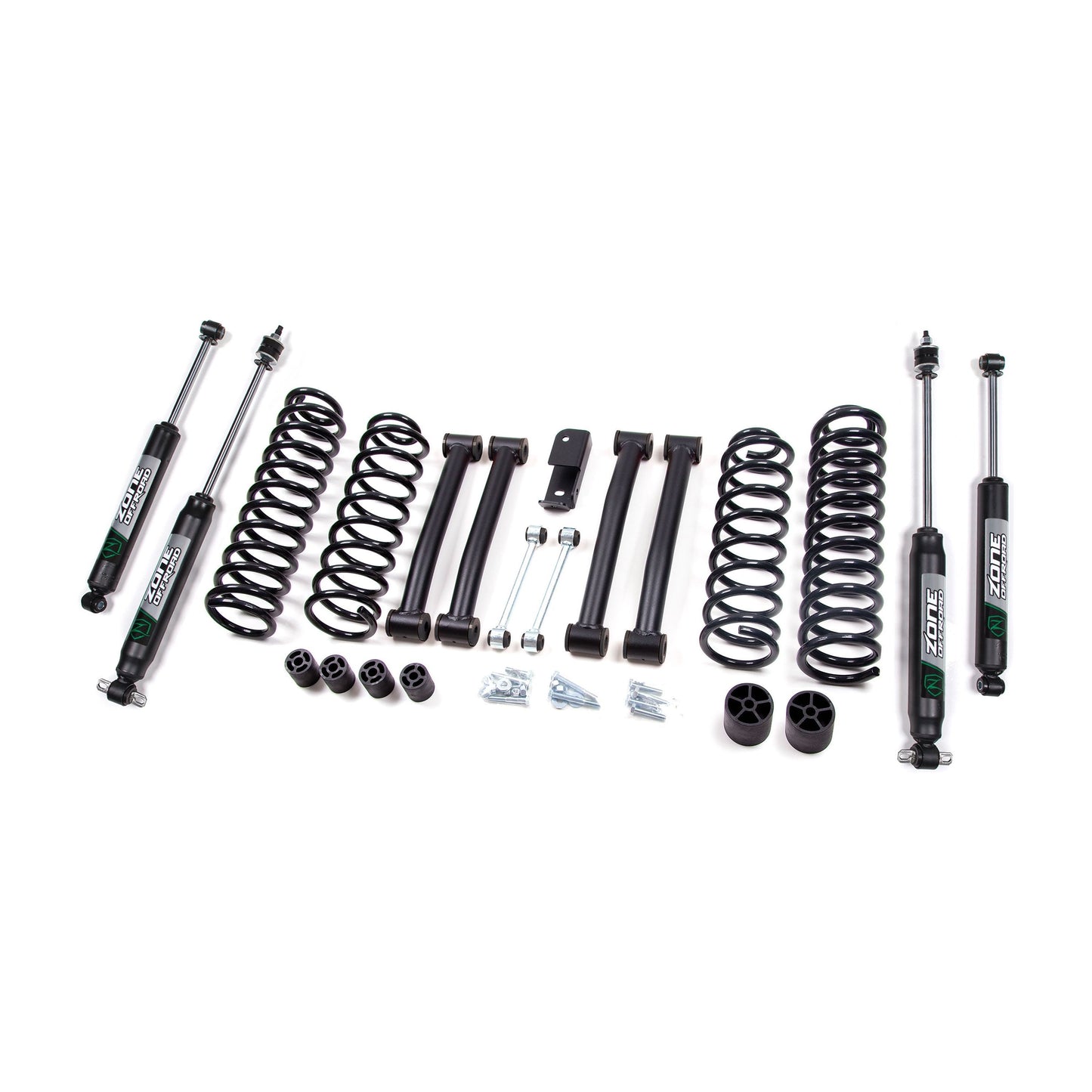 ZONE OFFROAD | 93-98 Jeep Grand Cherokee ZJ 4 Inch Lift Kit With Nitro Shocks Zone Offroad | ZONJ16N components laid out.