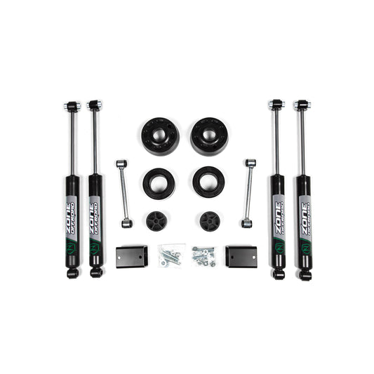 ZONE OFFROAD | 18-24 Jeep Wrangler JL 2 Inch Coil Spring Spacer Lift Kit With Nitro Shocks Zone Offroad | ZONJ30N components flat lay