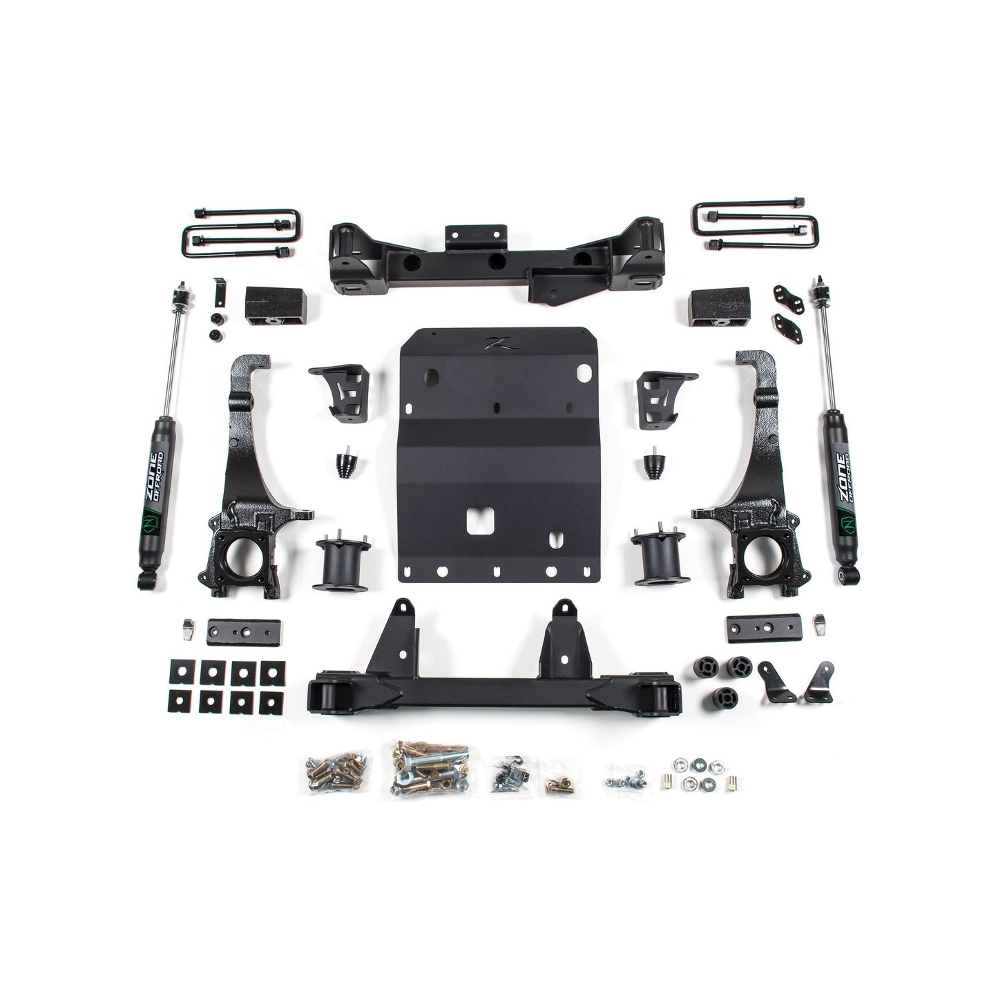 ZONE OFFROAD | 16-23 Toyota Tacoma 4 Inch Front 3 Inch Rear Lift Kit With Nitro Shocks Zone Offroad | ZONT8N - complete kit components.
