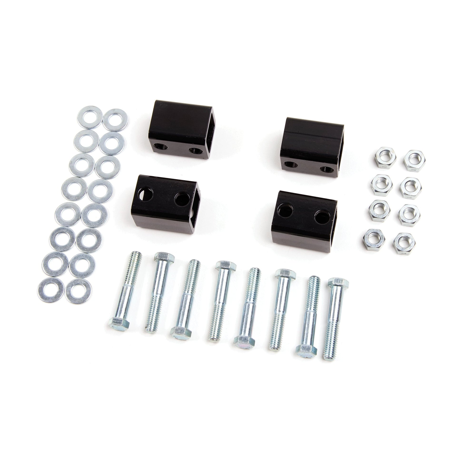 ZONE OFFROAD |  Carrier Bearing Drop Kit - Mounts Above Crossmember   I ZONC5611 components including metal blocks and fasteners.