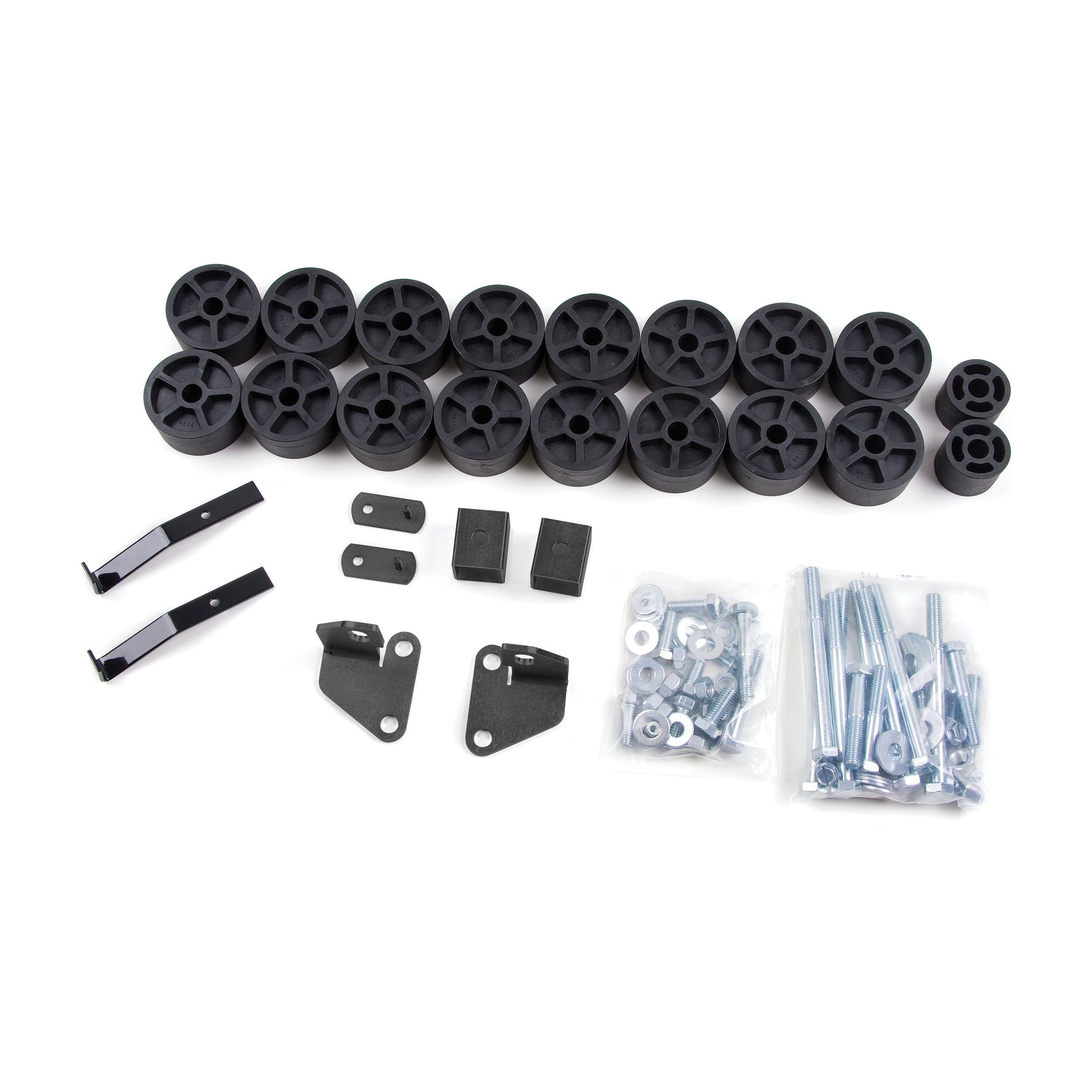 ZONE OFFROAD |  1.5 Inch Body Lift   I ZONC9154 body lift kit components including body blocks and installation hardware.