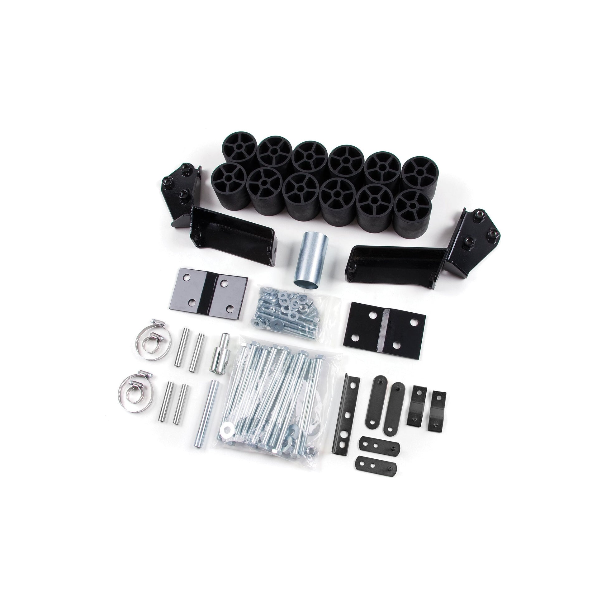 ZONE OFFROAD |  3 Inch Body Lift   I ZONC9316 body lift kit components including brackets, bolts, and installation parts.