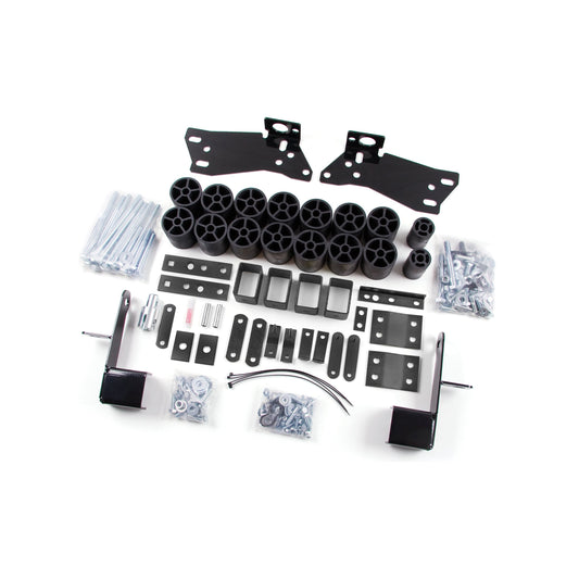 ZONE OFFROAD |  3 Inch Body Lift   I ZONC9354 kit components including body blocks, brackets, and hardware.