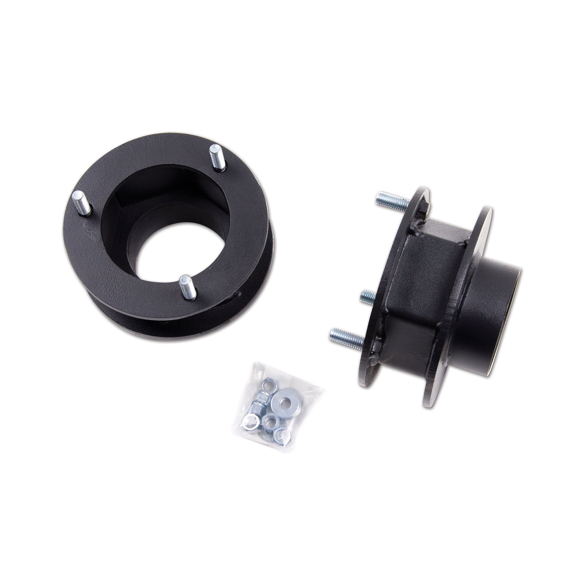 ZONE OFFROAD |  2.5 Inch Leveling Kit   I ZOND128F components, including black upper coil mounts and installation hardware.