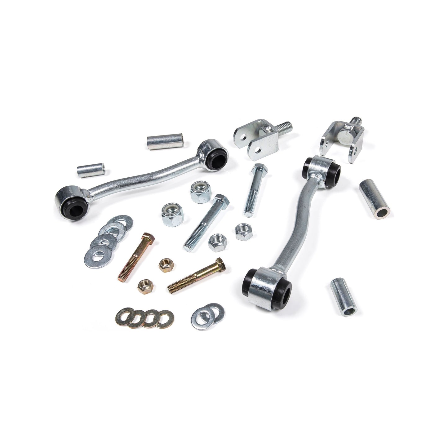 ZONE OFFROAD |  Sway Bar Links   I ZOND5501 high strength steel sway bar links and installation hardware laid out on a white background.