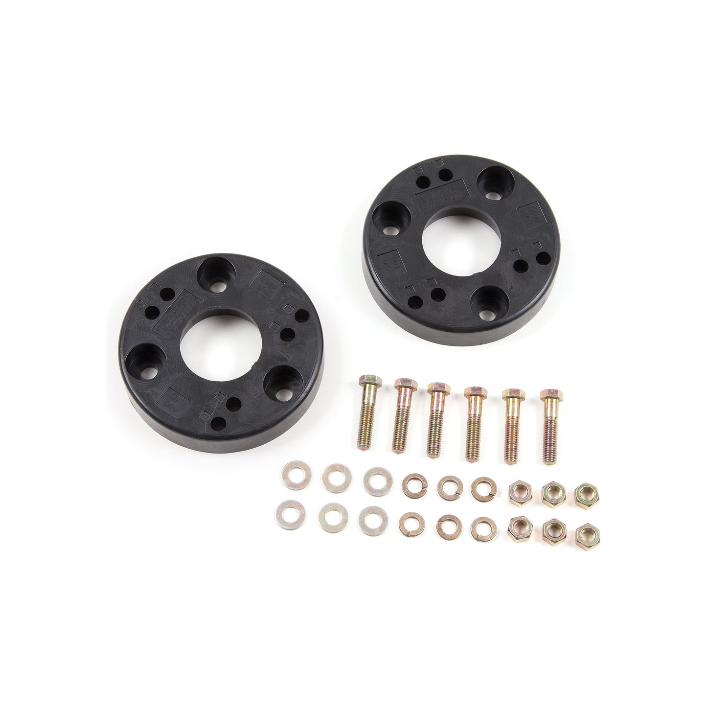 ZONE OFFROAD |  2 Inch Strut Spacer Leveling Kit   I ZONF1203 components including strut spacers and hardware.