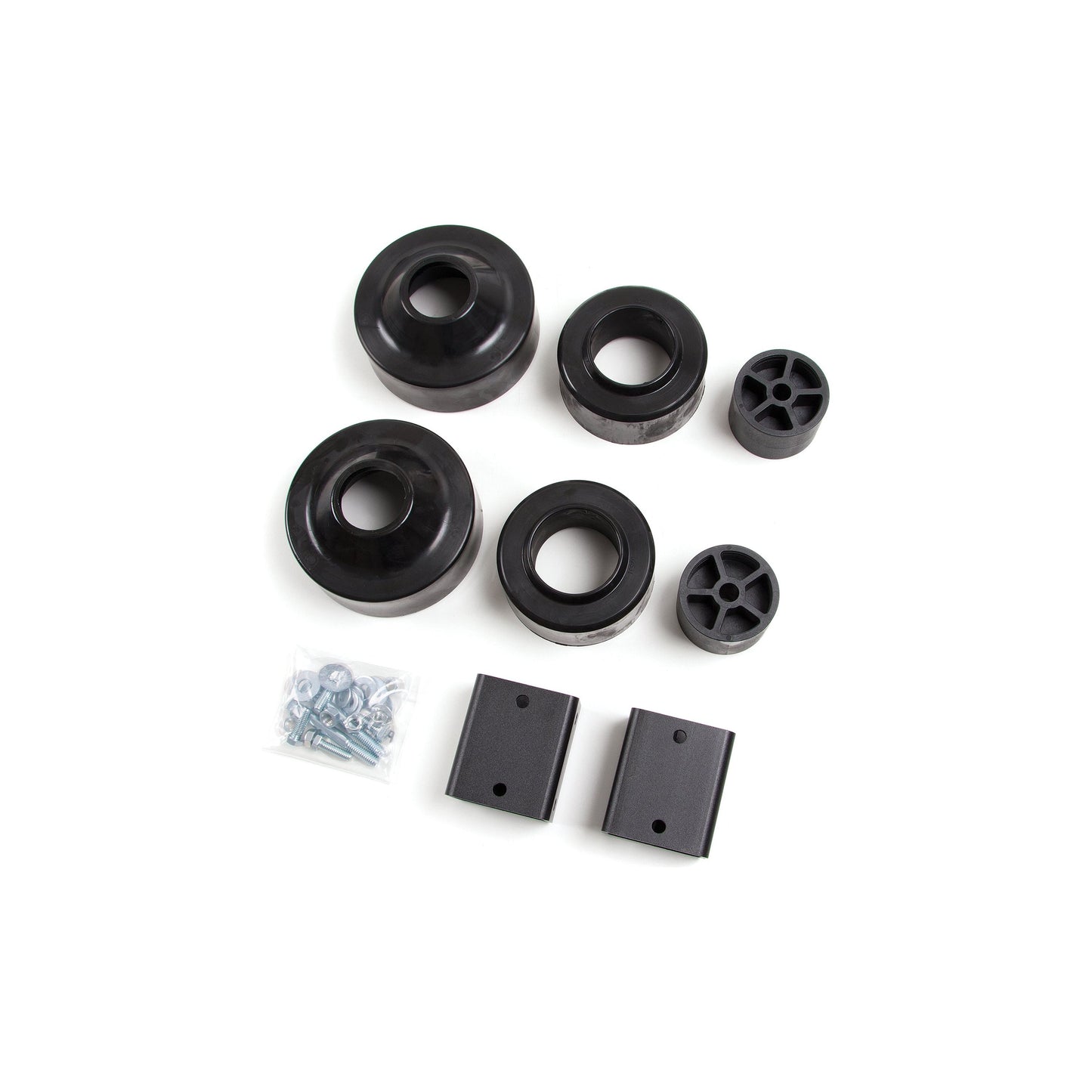 ZONE OFFROAD | 07-11 Jeep Wrangler JK 2 /4 Door 2 Inch Lift Kit No Shocks Zone Offroad | ZONJ39 lift kit components including spacers and hardware.