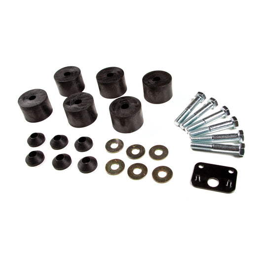 ZONE OFFROAD |  1-5/8" Transfer Case Drop Kit   I ZONJ5008 components including rubber spacers, bolts, and washers.
