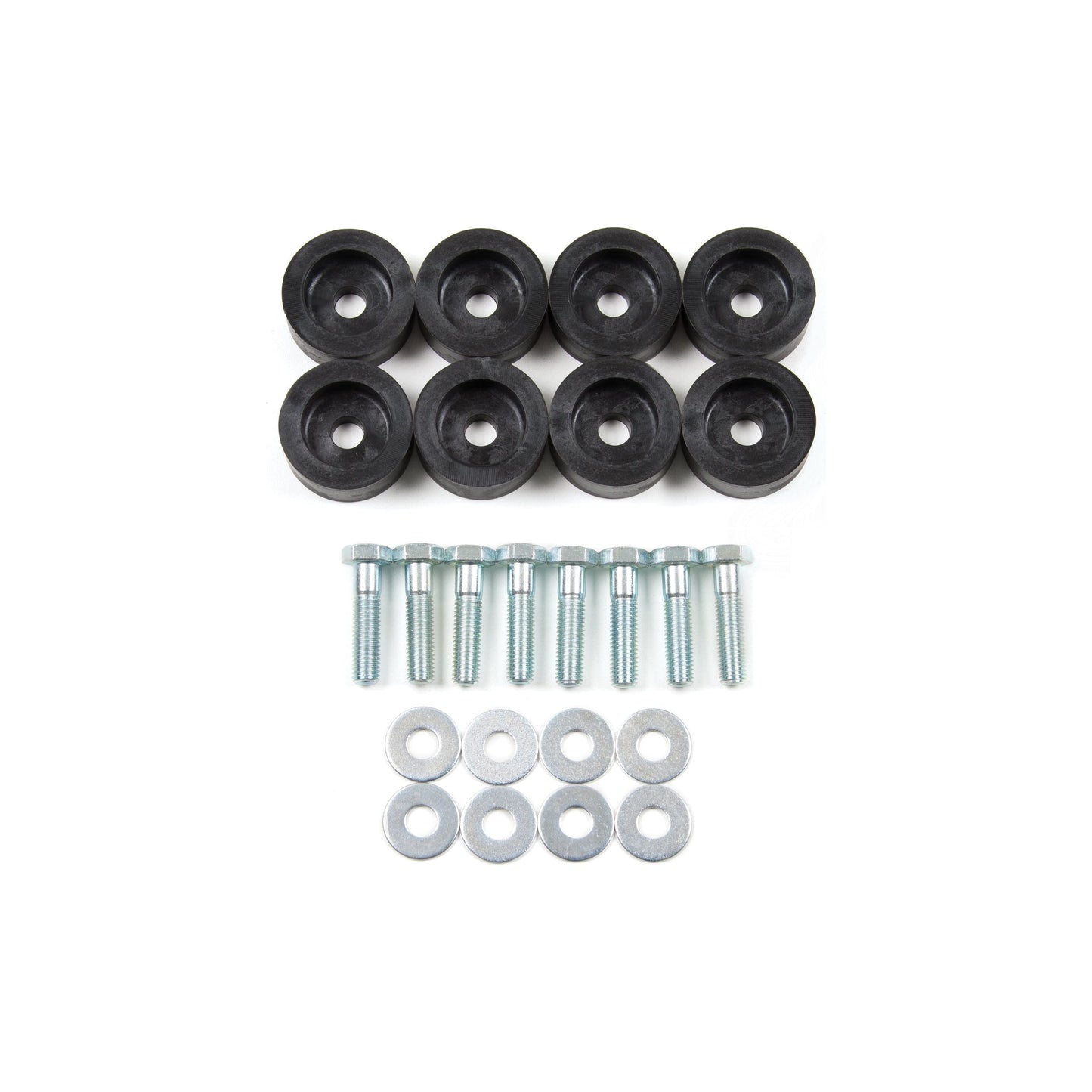 ZONE OFFROAD |  3/4" Transfer Case Drop Kit   I ZONJ5010 hardware components including rubber bushings, bolts, and washers.