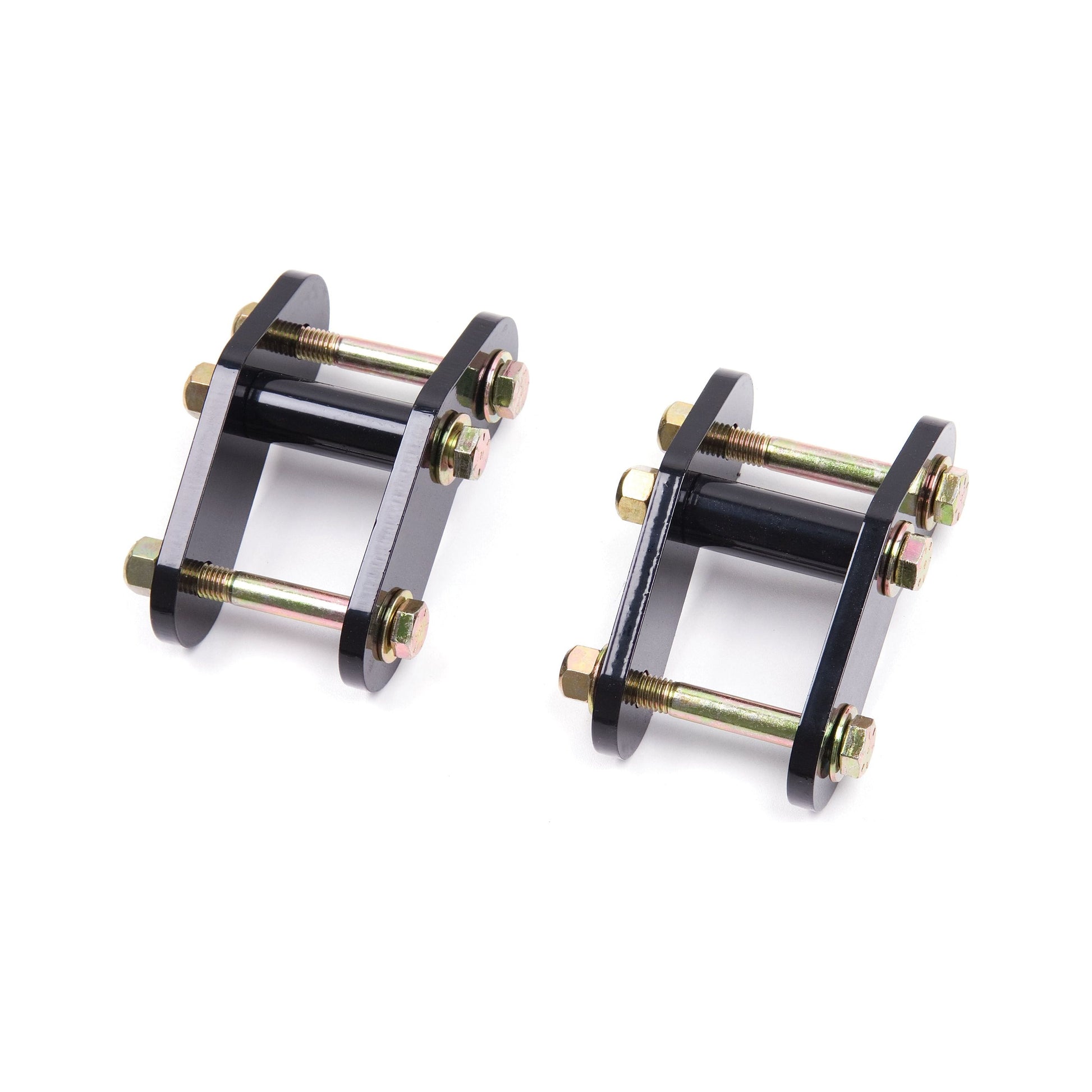 ZONE OFFROAD |  Leaf Spring Shackles - 0.5 Inch Lift   I ZONJ5101: durable black shackles for improved lift and suspension travel.