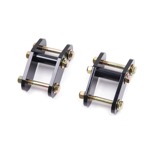 ZONE OFFROAD |  Leaf Spring Shackles - 0.5 Inch Lift   I ZONJ5101: durable black shackles for improved lift and suspension travel.