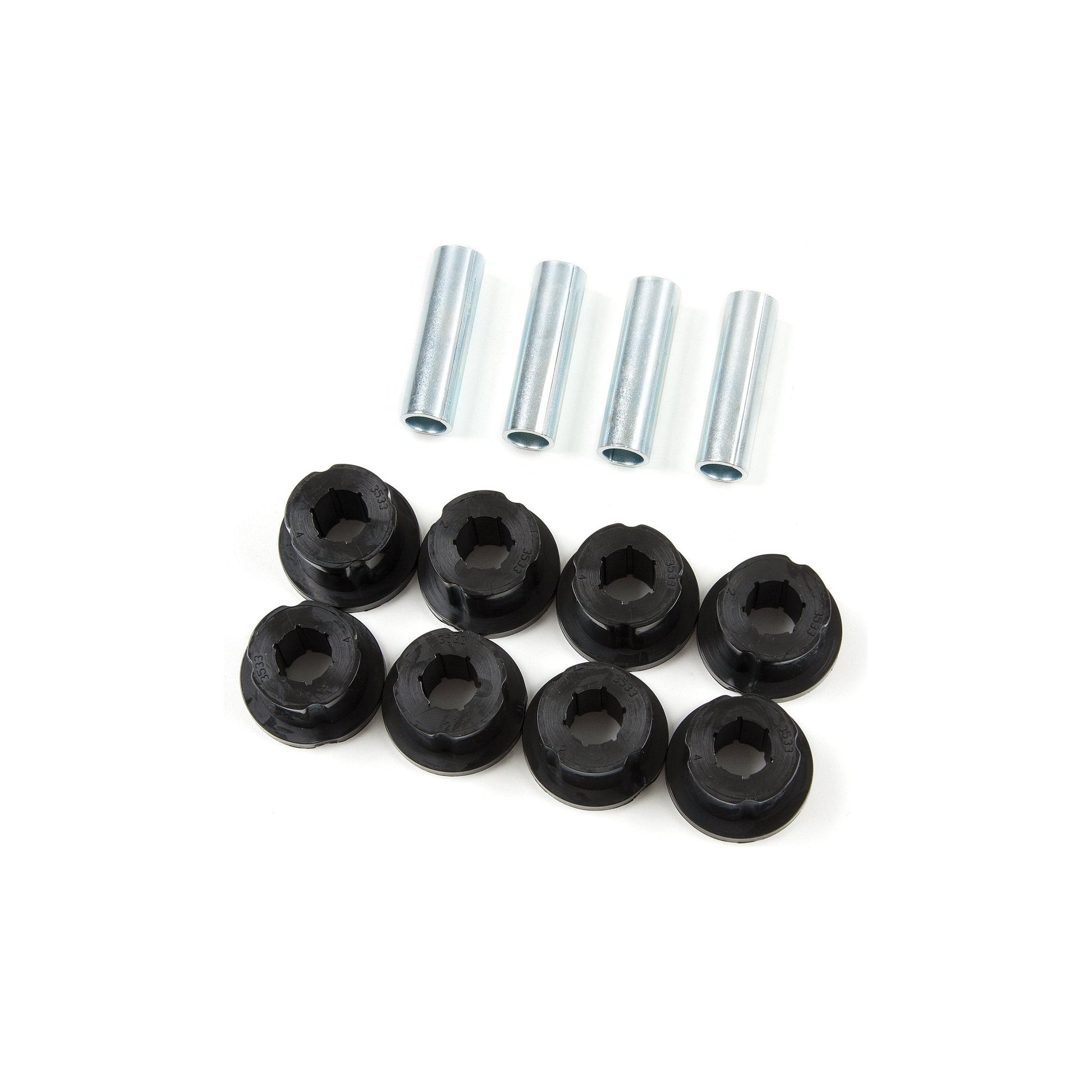 ZONE OFFROAD |  Service Kit - Bushing Kit   I ZONJ7001 components including black bushings and replacement sleeves.