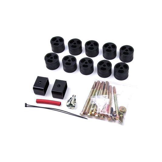 ZONE OFFROAD |  2 Inch Body Lift   I ZONJ9210 body lift kit components including crush-proof blocks and body bolts.
