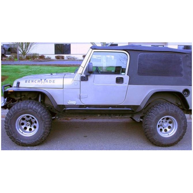 BUSHWACKER | Black Jeep Flat Style Textured Finish 4-Piece Fender Flare Set For 2007-2018 Jeep Wrangler JK Unlimited 4-Door Bushwacker | 10918-08