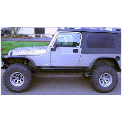 BUSHWACKER | Black Jeep Flat Style Textured Finish 4-Piece Fender Flare Set For 2007-2018 Jeep Wrangler JK Unlimited 4-Door Bushwacker | 10918-08