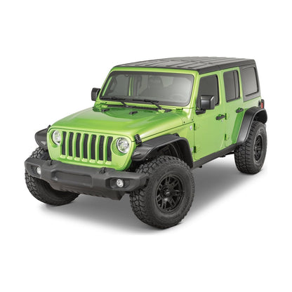 BUSHWACKER | Black Jeep Flat Style Textured Finish 4-Piece Fender Flare Set For 2018-2023 Jeep Wrangler JL (All Models) Bushwacker | 10923-08