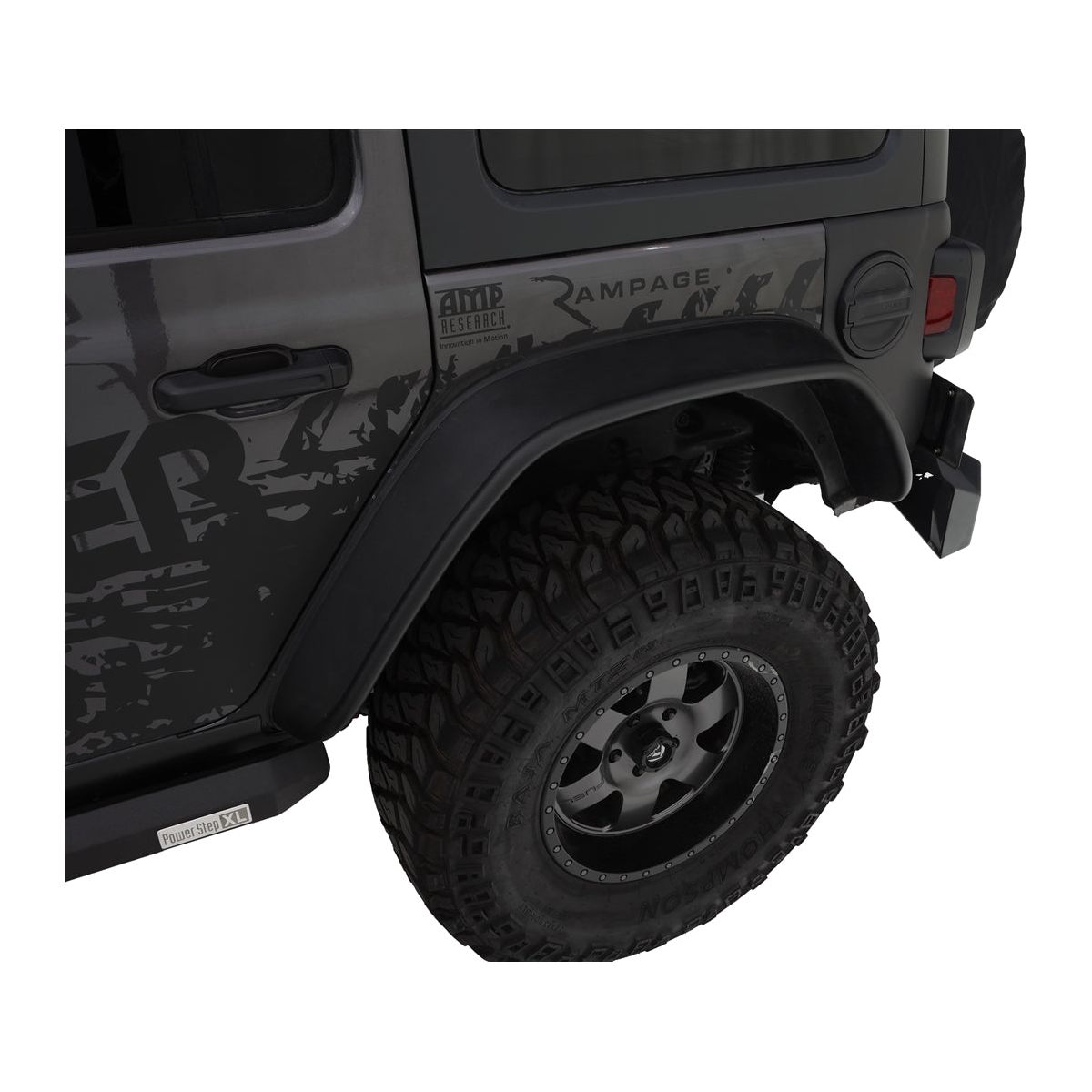 BUSHWACKER | Black Jeep Flat Style Textured Finish 4-Piece Fender Flare Set For 2018-2023 Jeep Wrangler JL (All Models) Bushwacker | 10923-08