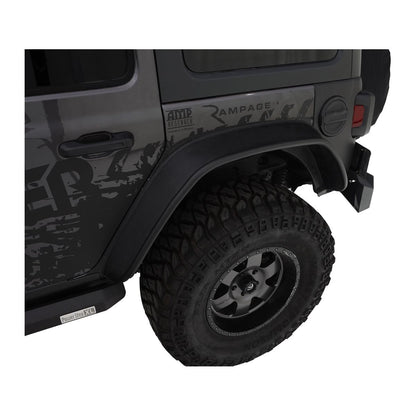 BUSHWACKER | Black Jeep Flat Style Textured Finish 4-Piece Fender Flare Set For 2018-2023 Jeep Wrangler JL (All Models) Bushwacker | 10923-08