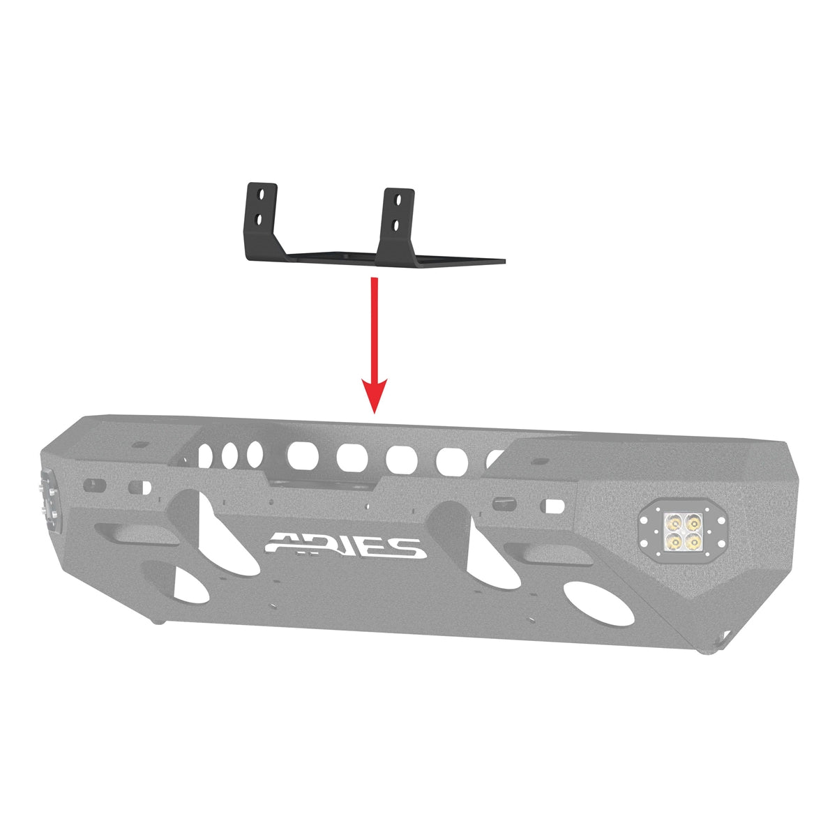 Aries Automotive Front Carbon Steel Modular Bumper Winch Fairlead Bracket In Textured Powdercoated Black For 07-18 JK 15600FB