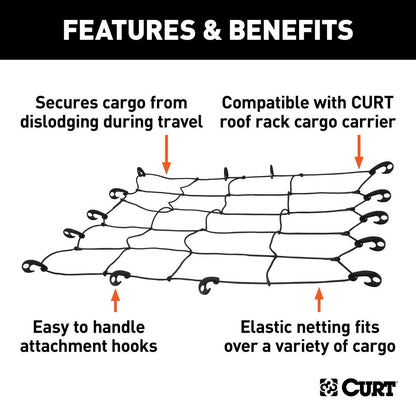 CURT 44 x 38 Elastic Cargo Net for Roof Basket 18200