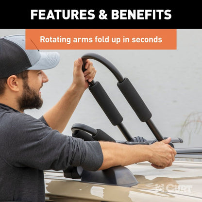 Curt Manufacturing Adjustable Aluminum Roof Rack  Kayak Holders (Universal) 18320