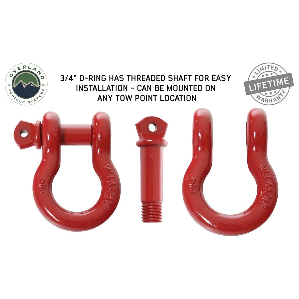 Overland Vehicle Systems Recovery Shackle 3-4" 4.75 Ton Red 19019904