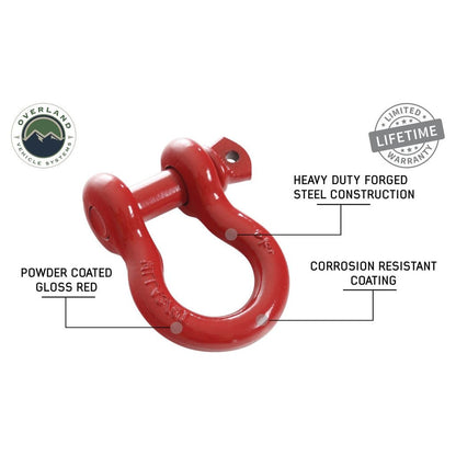 Overland Vehicle Systems Recovery Shackle 3-4" 4.75 Ton Red 19019904