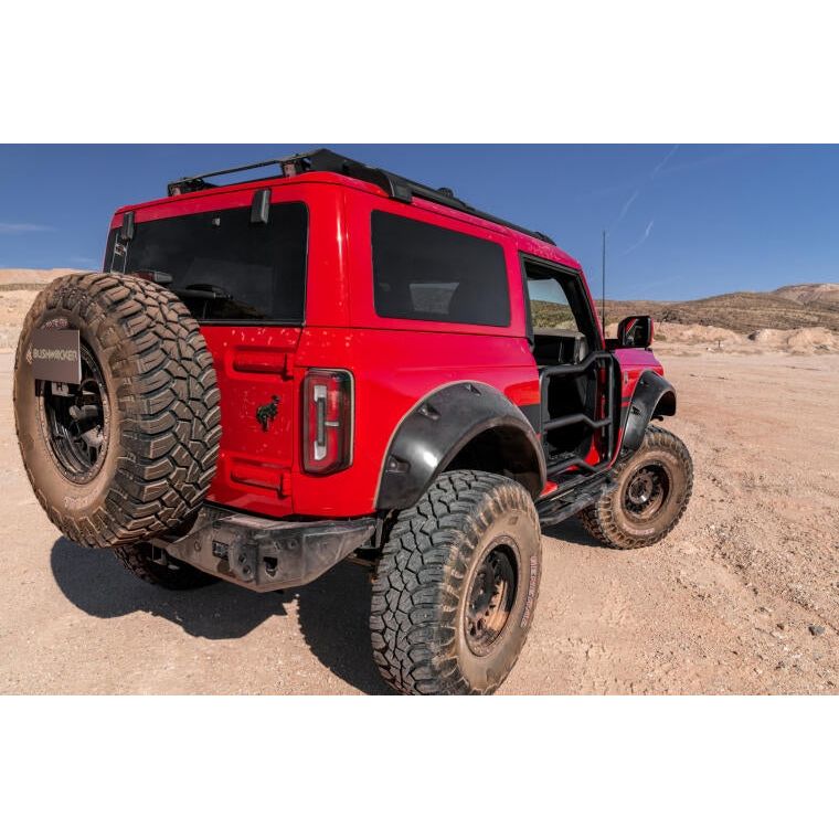 BUSHWACKER | Black Pocket/Rivet Style Smooth Finish Front Fender Flares For 2021-2023 Ford Bronco 2-DR Bushwacker | 20965-03