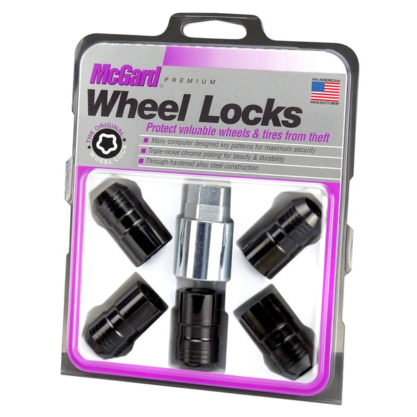 McGard Black Cone Seat Wheel Lock Set (M14 x 1.5 Thread Size) - Set of 5 Locks and 1 Key 24516