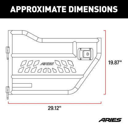Aries Automotive Rear Tube Doors (Black) for 2018-C Jeep Wrangler JLU - Gladiator JT 2500200
