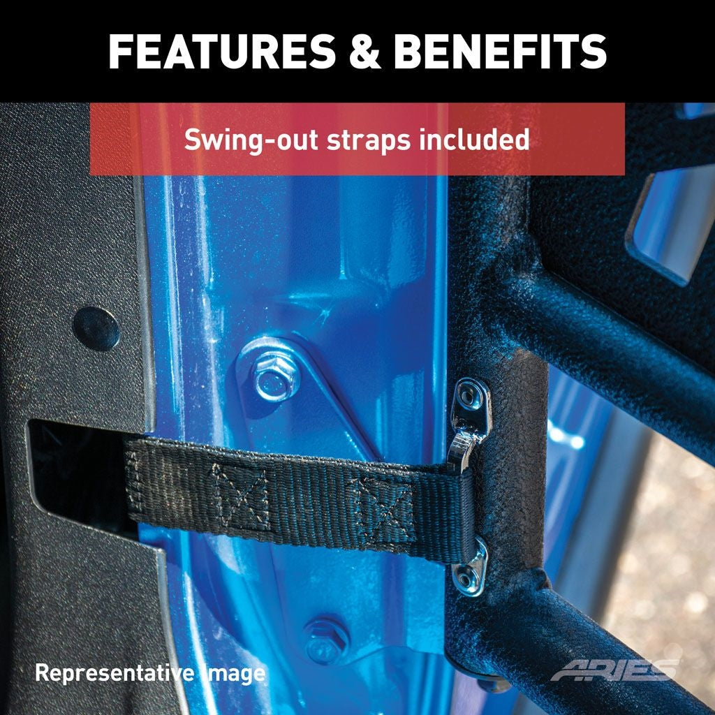 Aries Automotive Rear Tube Doors (Black) for 2018-C Jeep Wrangler JLU - Gladiator JT 2500200