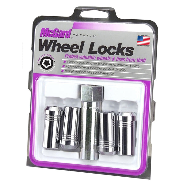 McGard Chrome Tuner Style Cone Seat Wheel Lock Set (M14 x 1.5 Thread Size) - Set of 4 Locks and 1 Key for 2018-C JL - Gladiator JT 25110