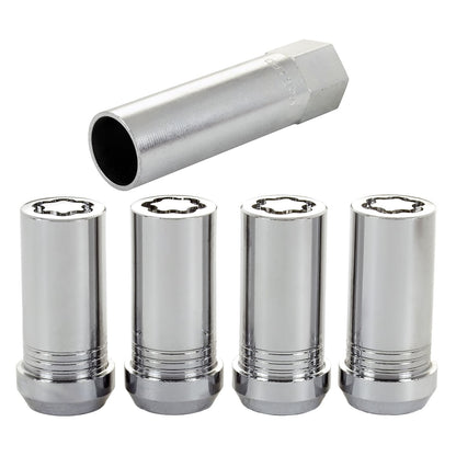 McGard Chrome Tuner Style Cone Seat Wheel Lock Set (M14 x 1.5 Thread Size) - Set of 4 Locks and 1 Key for 2018-C JL - Gladiator JT 25110