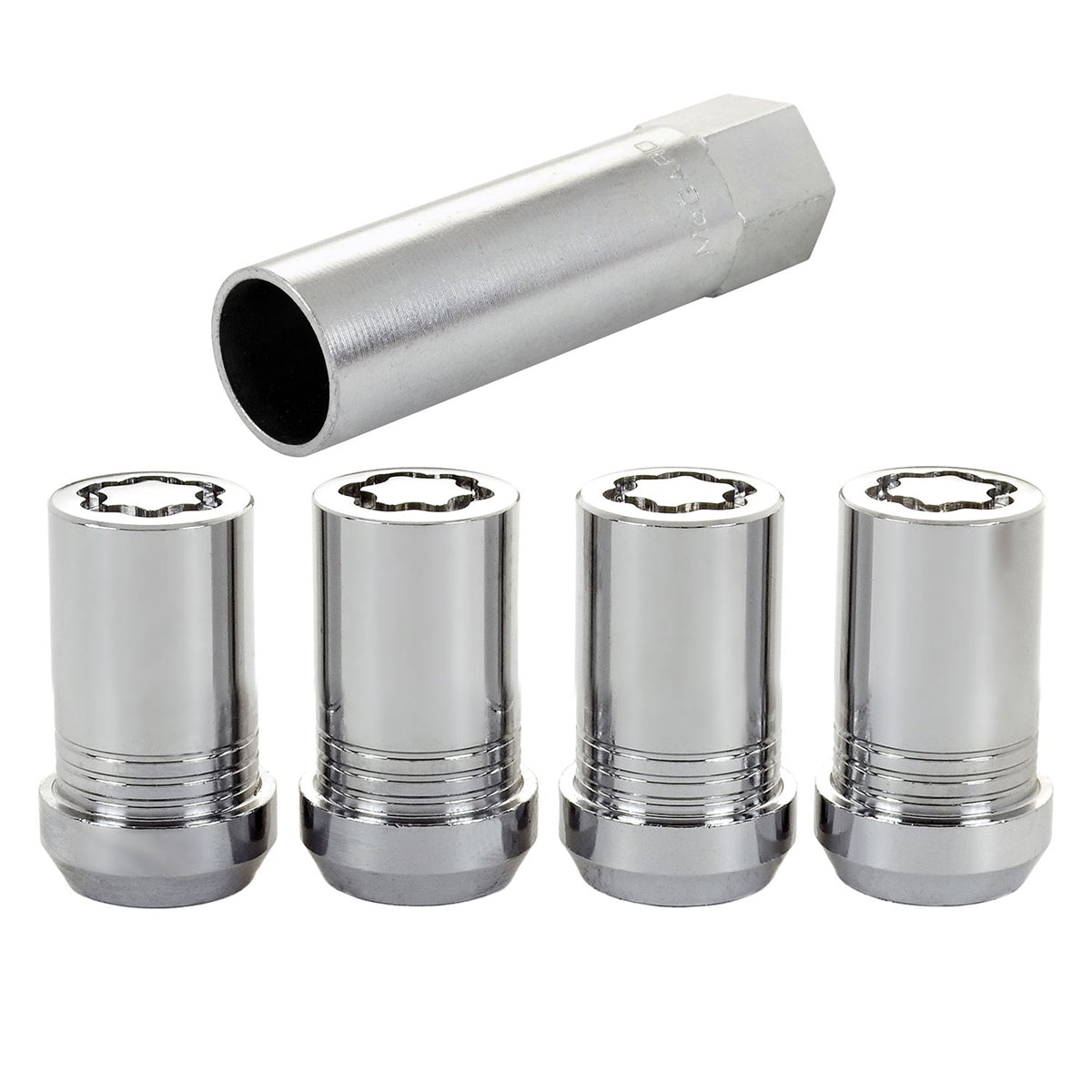 McGard Chrome Tuner Style Cone Seat Wheel Lock Set (M14 x 1.5 Thread Size) - Set of 4 Locks and 1 Key for 2018-C JL - Gladiator JT 25115