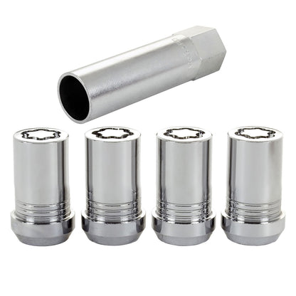 McGard Chrome Tuner Style Cone Seat Wheel Lock Set (M14 x 1.5 Thread Size) - Set of 4 Locks and 1 Key for 2018-C JL - Gladiator JT 25115