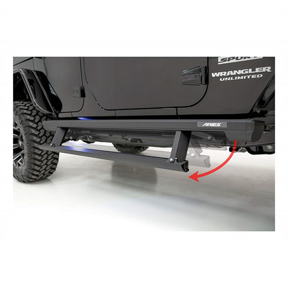 Aries Automotive ActionTrac Powered Running Boards For Jeep Wrangler JK 4 Door Models 3036570