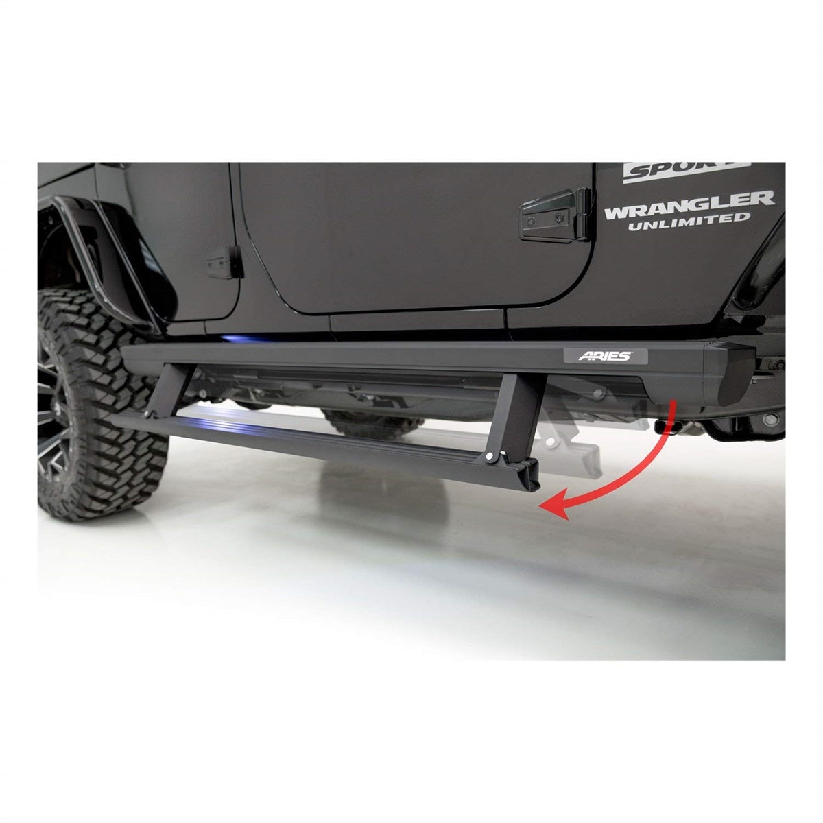Aries Automotive (Black) ActionTrac Powered Running Boards for Jeep Wrangler JL Unlimited 4 Door Models 3036571