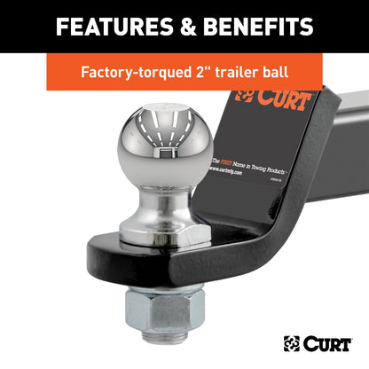 Curt Manufacturing Class III Loaded Ball Mount (Black) Universal Fit 45036