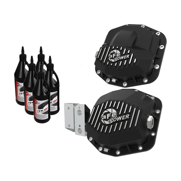 AFE Power Pro Series Front & Rear Differential Covers - Machined Fins w- Gear Oil for 2020-C Gladiator JT 46-7119AB