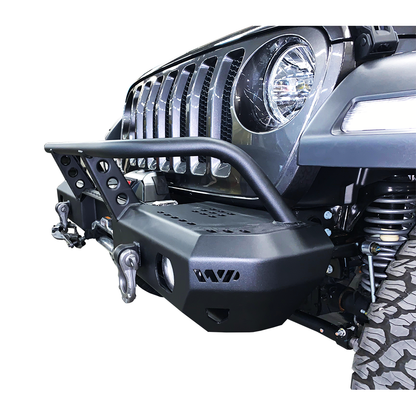 Warrior Products MOD Series Front Mid-Width Bumper with Brush Guard for 2018-C JL - Gladiator JT 6538