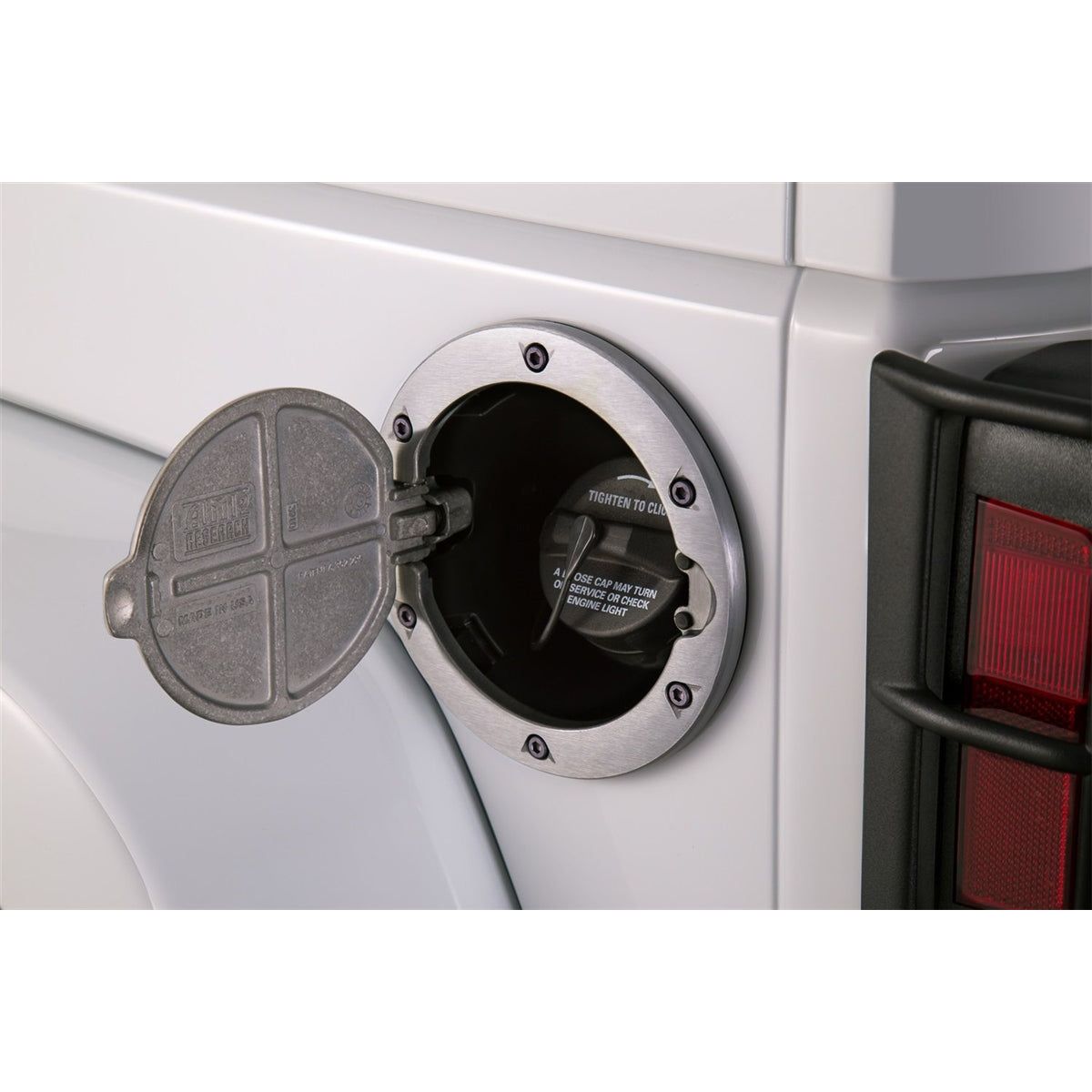 AMP Research Brushed Aluminum Fuel Door for 07-18 Jeep Wrangler JK-JK Unlimited 73000-00A