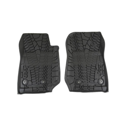 MOPAR Front & Rear Slush Mat Kit With Jeep Logo For 2014-18 Jeep Wrangler Unlimited 4 Door Models 82213860