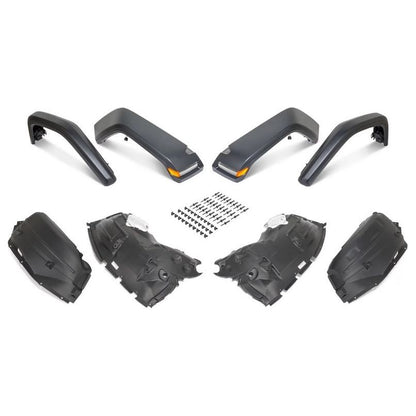 Mopar High Top Fender Flares Kit with LED Lights Textured Black (Front - Rear) for 18-C Jeep Wrangler JL (Rubicon) 82215743AC