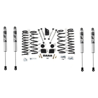 3-4" Zone Off-Road Lift kit With Fox 2.0 Shocks (JL/JLU 2018- 2025) FOX-985-24-177-178-J1320 components displayed.