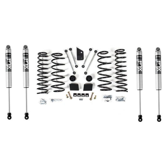 3-4" Zone Off-Road Lift kit With Fox 2.0 Shocks (JL/JLU 2018- 2025) FOX-985-24-177-178-J1320 components displayed.