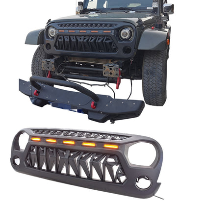 Shark Grille with Amber LED Running Lights for 07-18 Jeep Wrangler JK JK-1034